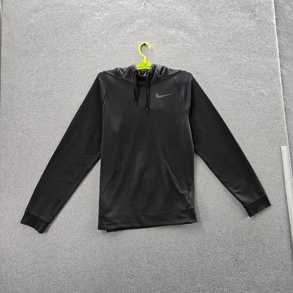 Nike Men Hoodie S Black Fleece Logo Swoosh Activewear Pullover